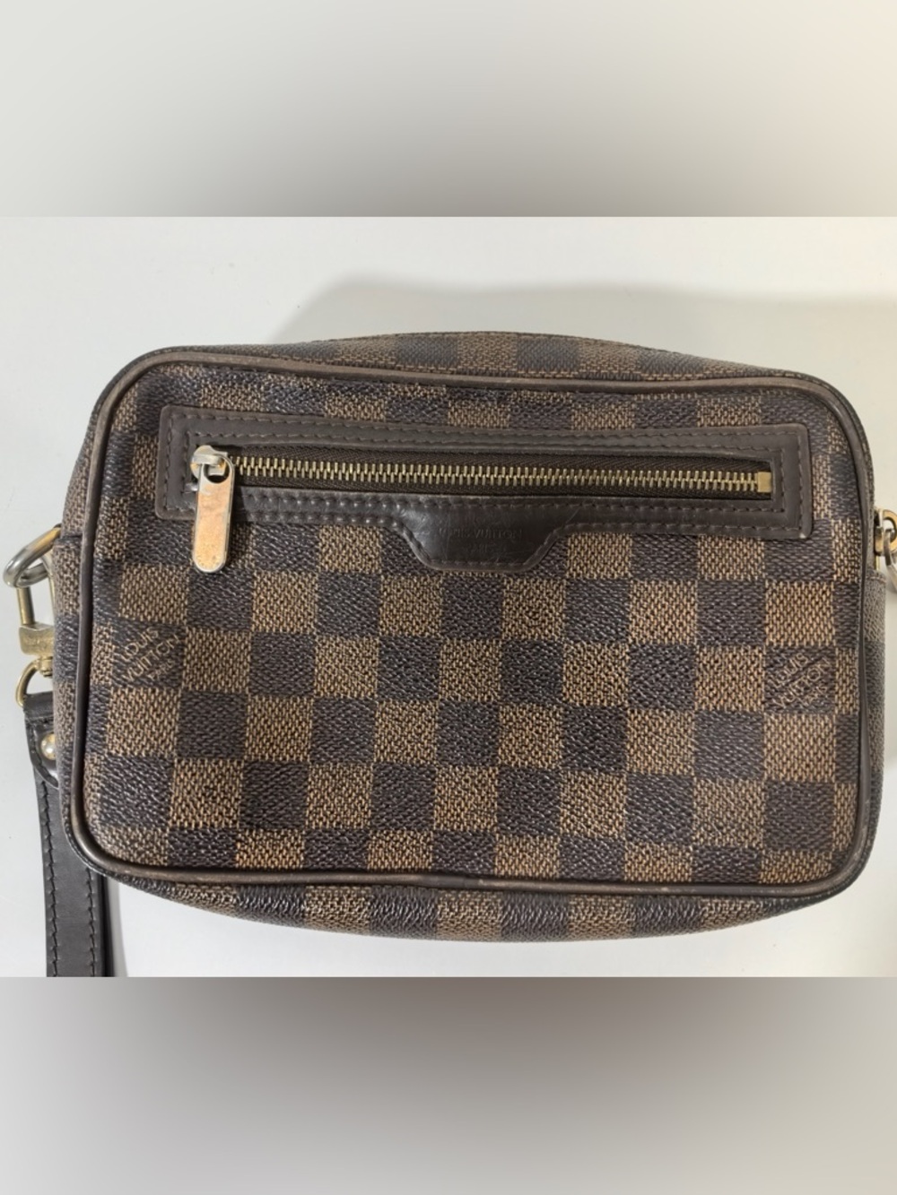 Pre-Owned Louis Vuitton Damier Ebene Wristlet Clutch Bag